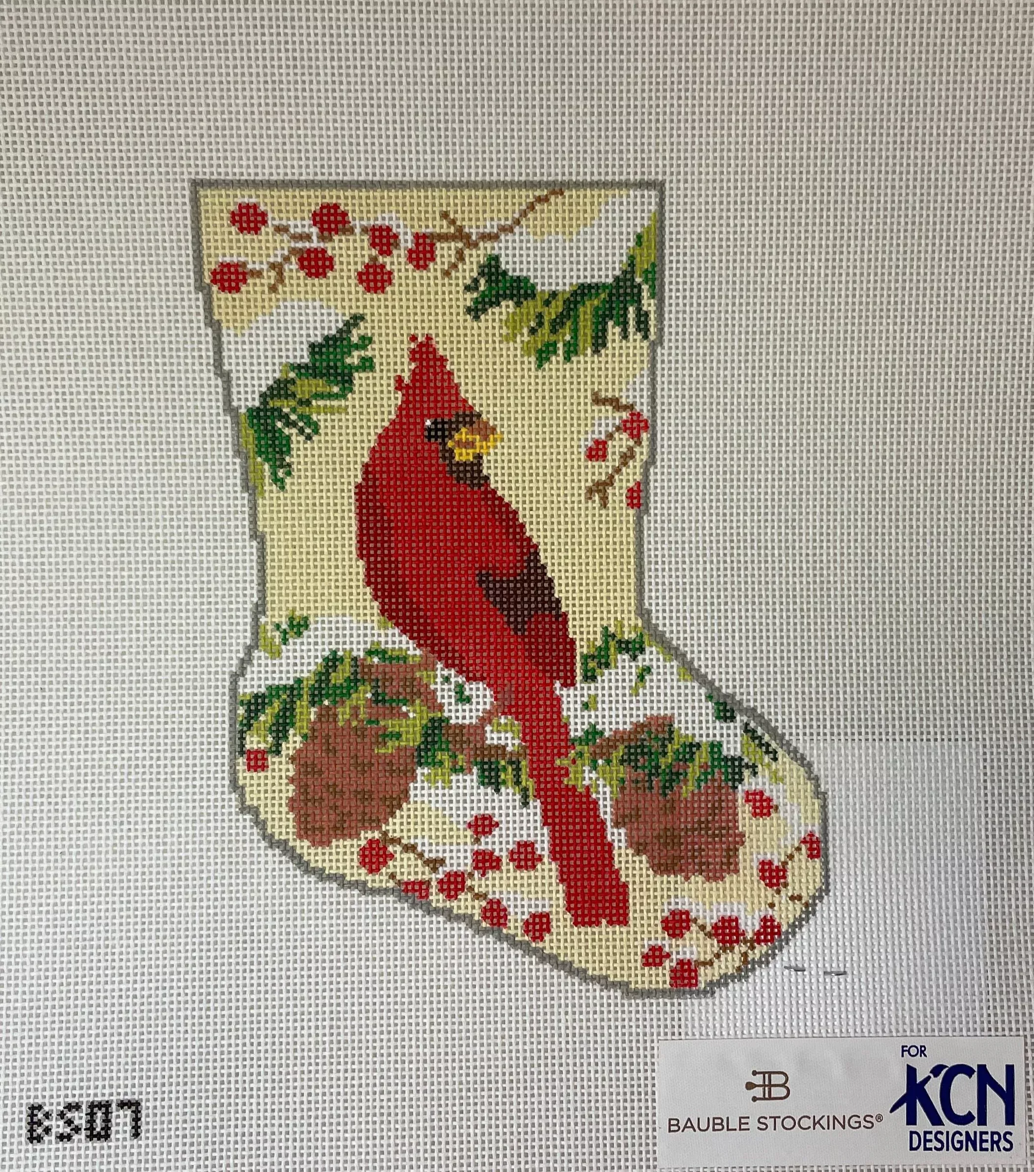 * Bauble Stockings BS07 Christmas Cardinal Ornament sized Stocking