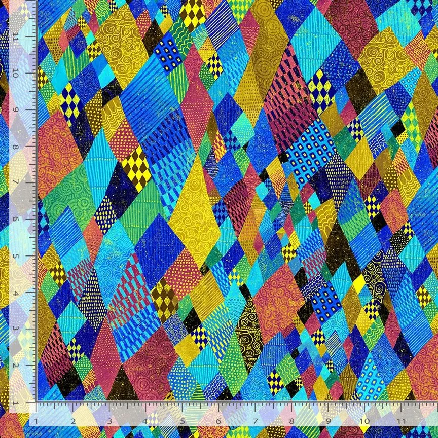Gilded Plume Crazy Quilt Multi Chong-A Hwang Timeless Treasures Cotton Fabric TT-PLUME-CM3433-MULTI