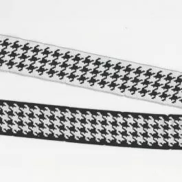 Houndstooth Jacquard Ribbon in Black & White - 38mm