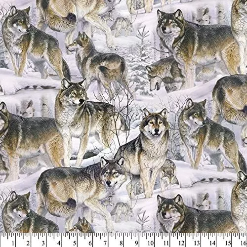 (SOLD PER BOLT) Animals Love Wolves in the Snow David Textiles Cotton Fabric DT-ML-2076-3C-1-FB